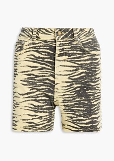 GANNI - Tiger-print denim shorts - Yellow - 25