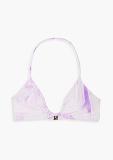 GANNI - Twist-front printed triangle bikini top - Purple - DE 38