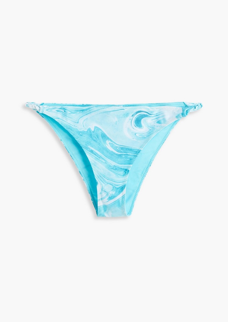 GANNI - Twisted printed low-rise bikini briefs - Blue - DE 34