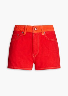 GANNI - Two-tone denim shorts - Red - 26