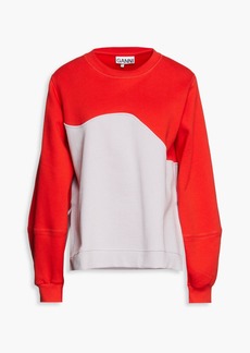 GANNI - Embroidered two-tone organic cotton-fleece sweatshirt - Red - XXS