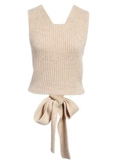 Ganni Back Bow Sleeveless Sweater in Brazilian Sand at Nordstrom