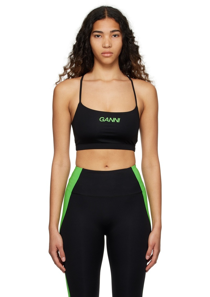 GANNI Black Active Strap Top