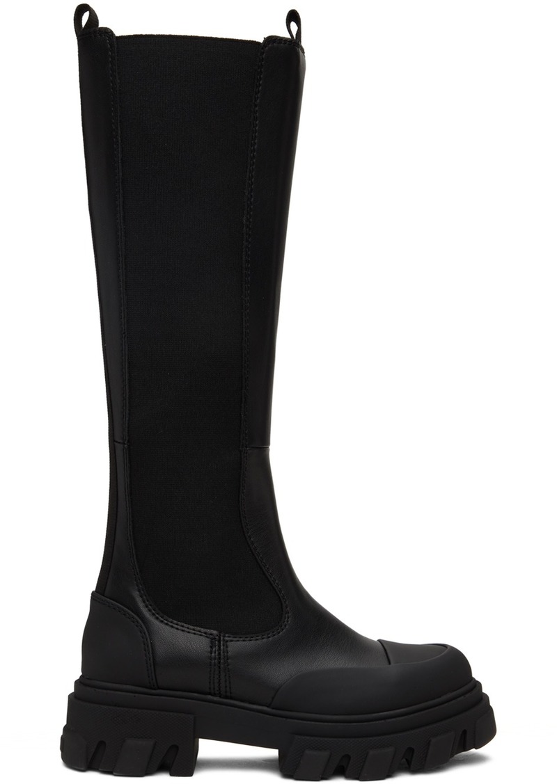 GANNI Black Cleated High Chelsea Boots