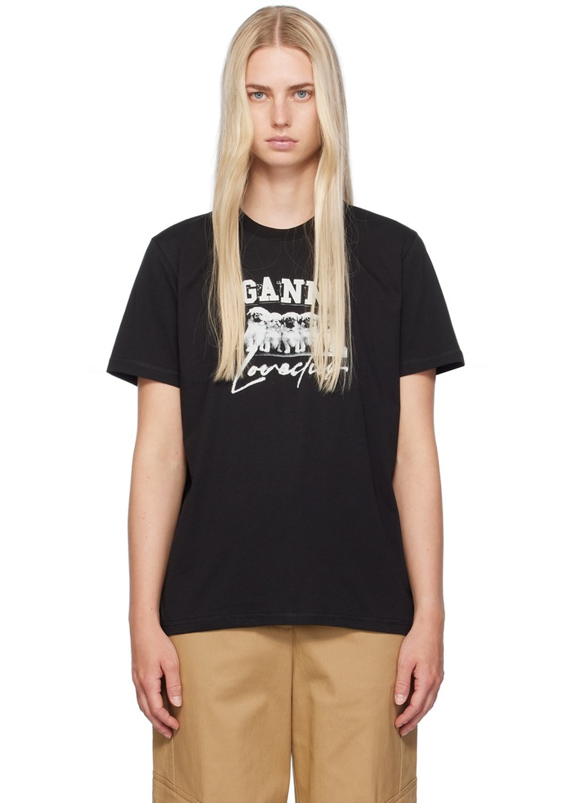 GANNI Black Puppy Love T-Shirt