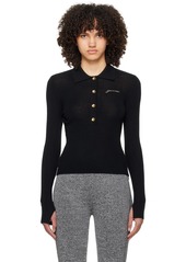 GANNI Black Ribbed Polo