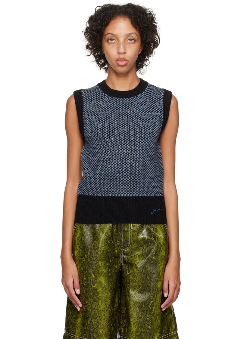 GANNI Blue Jacquard Vest