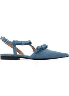 GANNI Blue Multi Bow Pointy Cut-Out Ballerina Flats