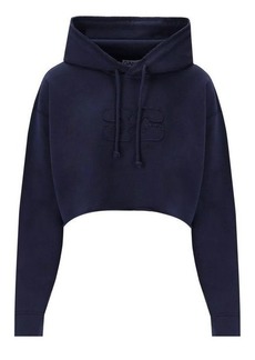 GANNI  BLUE OVERSIZE CROPPED HOODIE