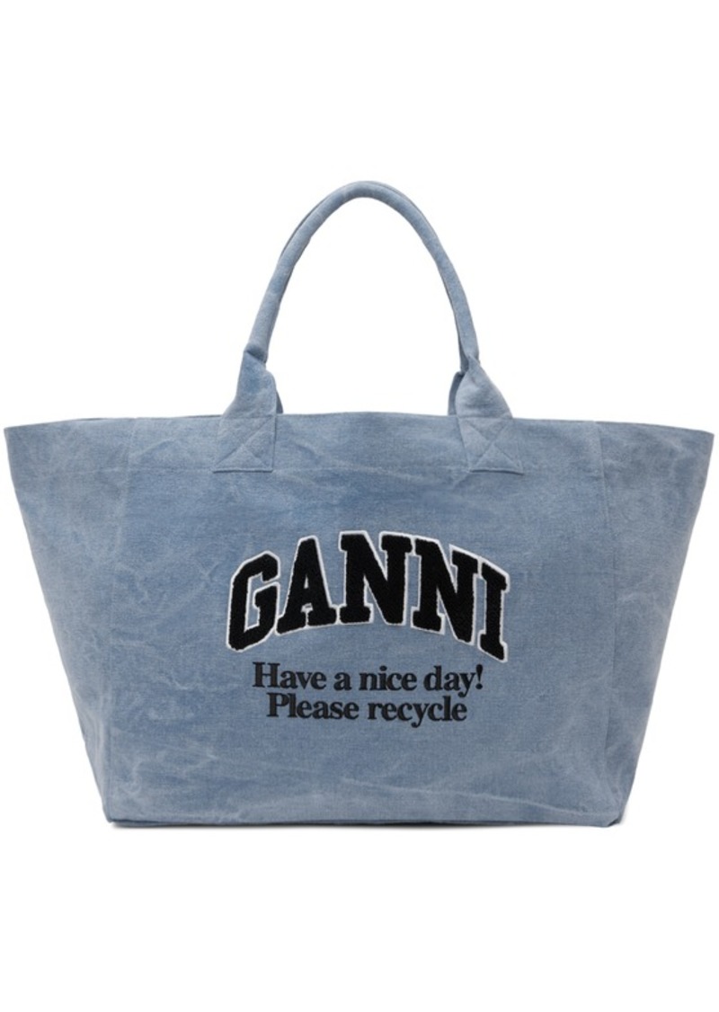 GANNI Blue Oversized Canvas Tote