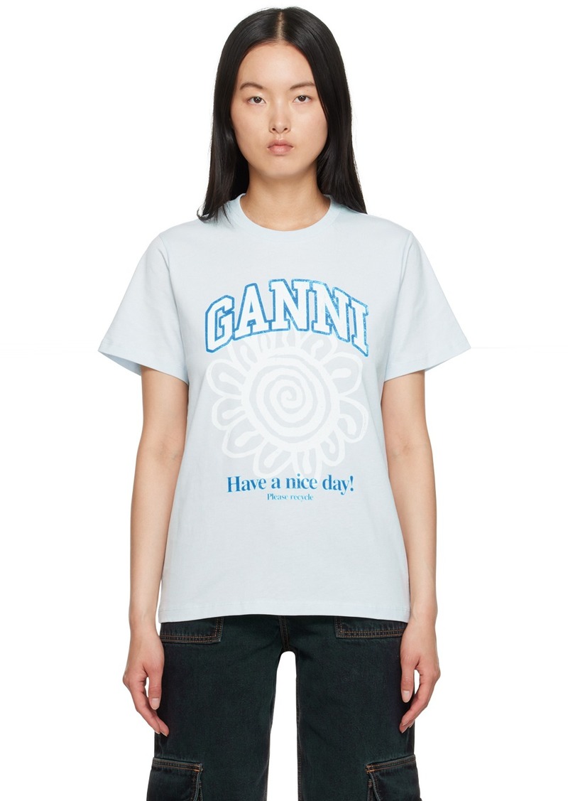 GANNI Blue Relaxed T-Shirt