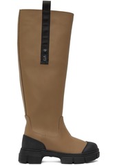 GANNI Brown Recycled Rubber Country Tall Boots
