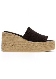 GANNI Brown Smock Espadrille Wedge Sandals