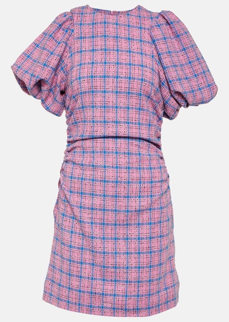 Ganni Checked cotton-blend minidress