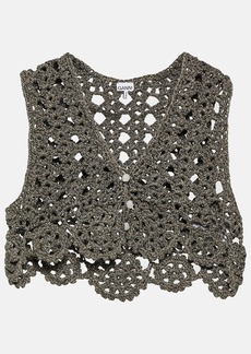 Ganni Crochet cotton-blend top