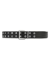 Ganni Double Eyelet Recycled Leather Belt