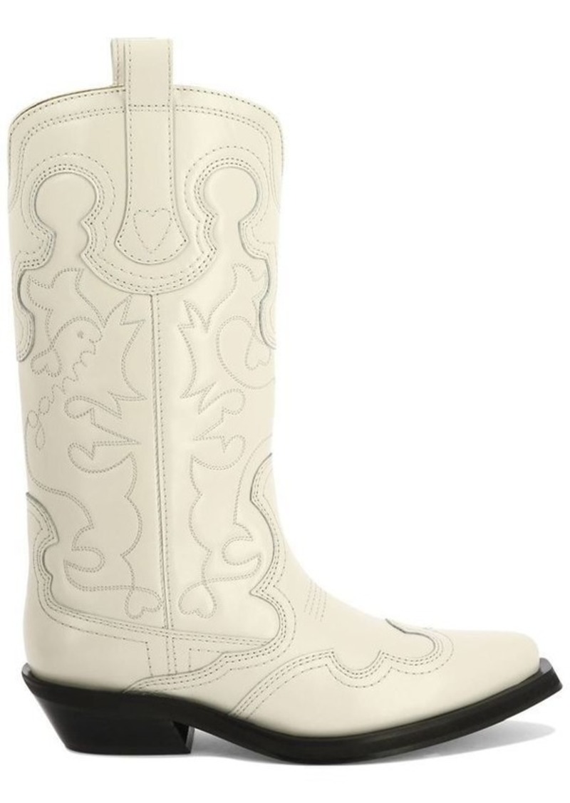 GANNI Embroidered cowboy boots