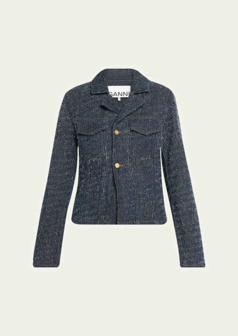 Ganni Fitted Denim Blazer