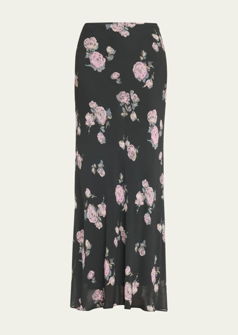 Ganni Floral Crepe Maxi Skirt