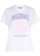 GANNI Flower print organic cotton t-shirt