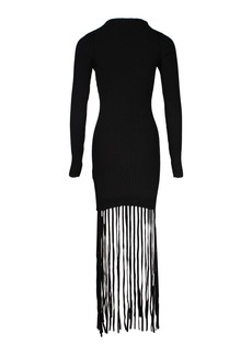Ganni Fringed Dress in Black Rayon