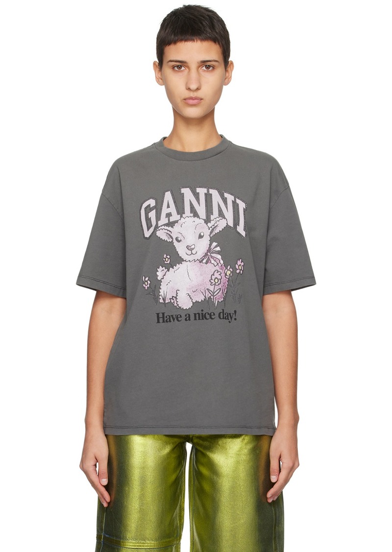 GANNI Gray Future Lamb T-Shirt