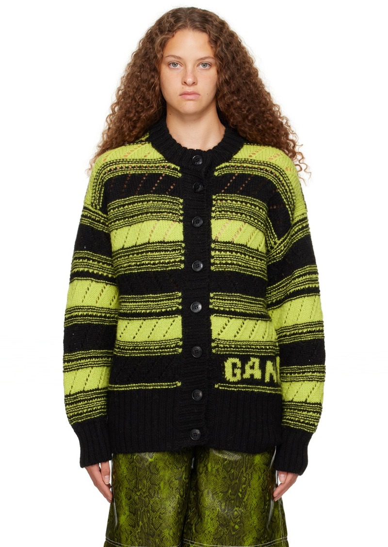 GANNI Green & Black Striped Cardigan
