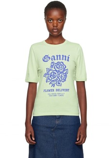GANNI Green Printed T-Shirt