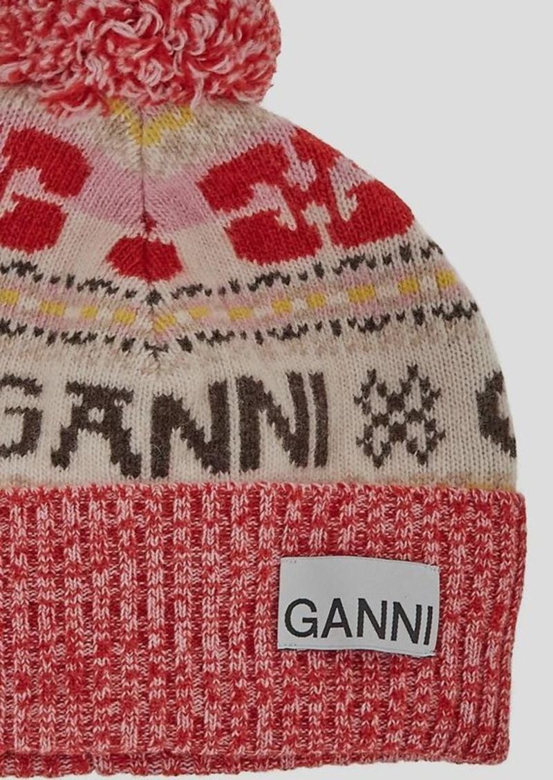 Ganni Intarsia Beanie Hat