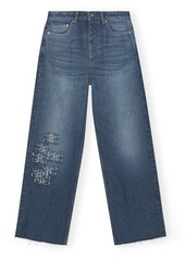 Ganni Izey Raw Indigo Jeans in Mid Blue Stone at Nordstrom Rack