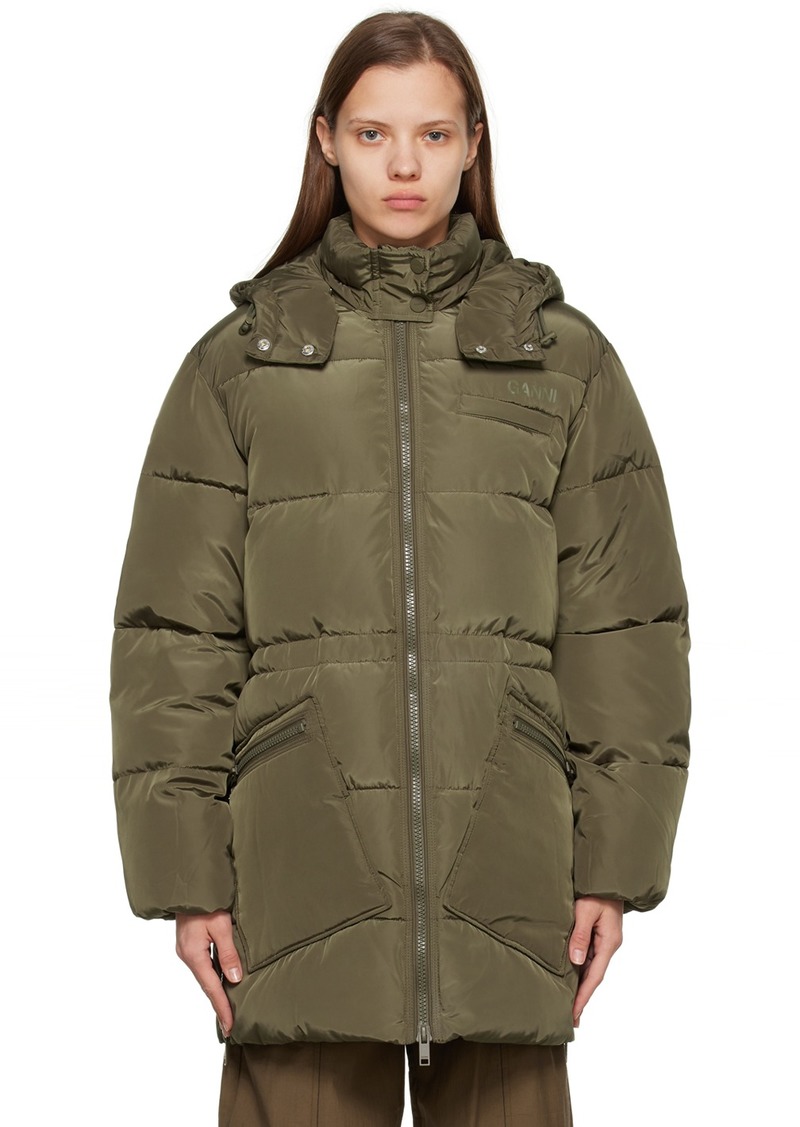 GANNI Khaki Oversized Puffer Jacket