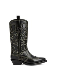 GANNI  LEATHER WESTERN BOOTS SHOES