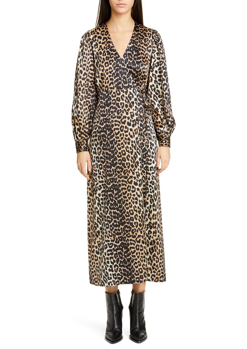 silk leopard print wrap dress