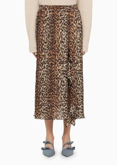 GANNI Leopard print midi skirt with ruffles