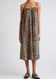 Ganni Leopard Print Organic Cotton Dress at Nordstrom
