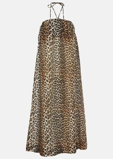 Ganni Leopard-print voile maxi dress