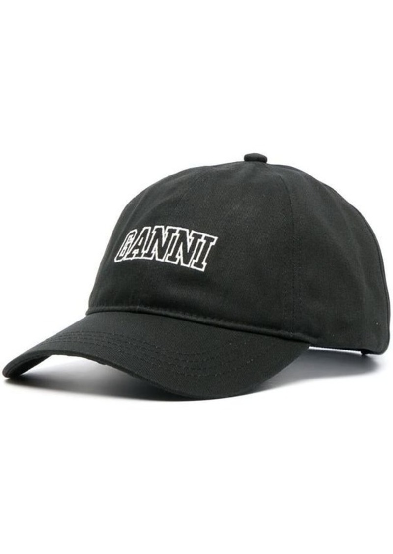 GANNI Logo organic cotton baseball cap