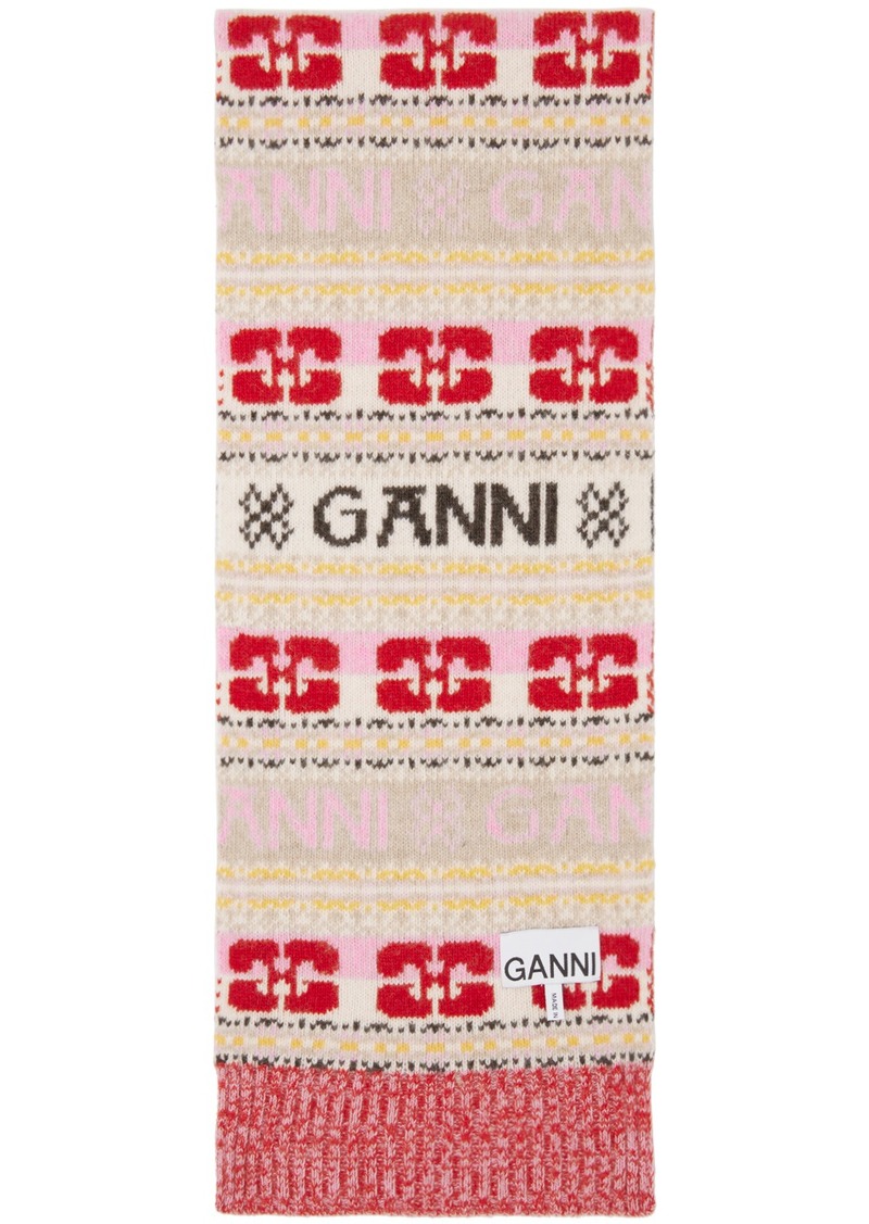 GANNI Multicolor Logo Scarf
