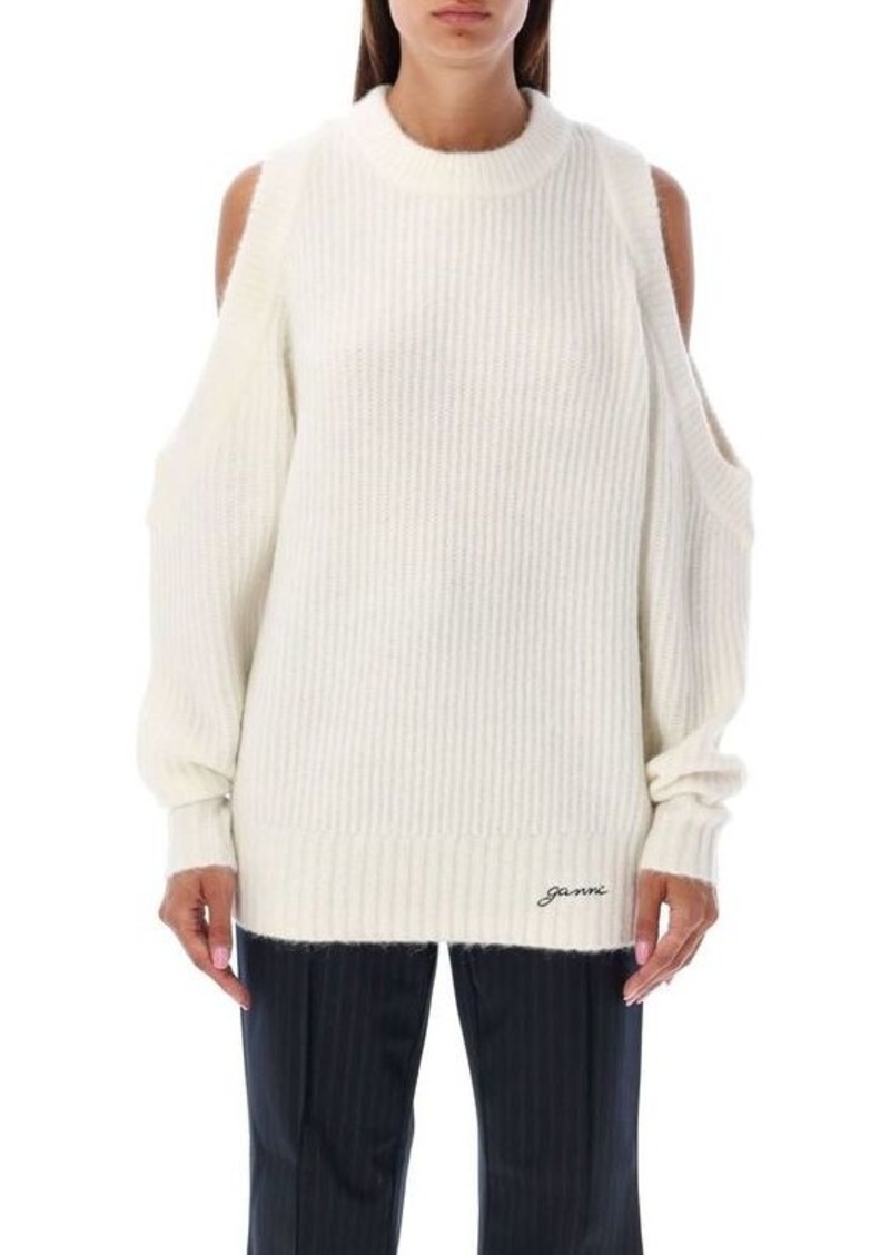 GANNI Open shoulder knitted sweater