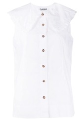 GANNI Ruched organic cotton sleeveless shirt