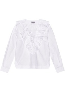 GANNI Organic cotton v-necked blouse
