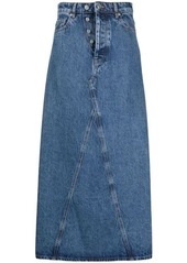 GANNI OVERDYED CUTLINE DENIM MAXI SKIRT