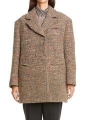 Ganni Oversized Wool Blend Tweed Jacket