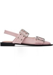 GANNI Pink Feminine Buckle Ballerina Flats