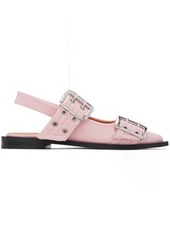 GANNI Pink Feminine Buckle Ballerina Flats