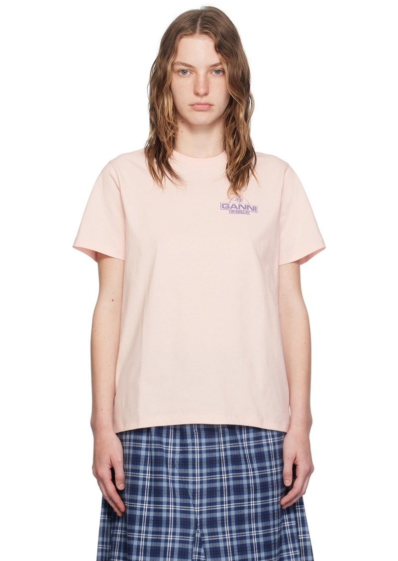 GANNI Pink Palm Trees T-Shirt