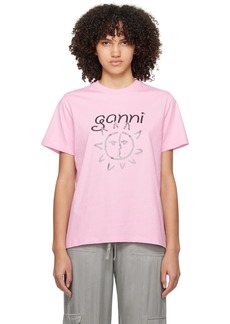 GANNI Pink Printed T-Shirt