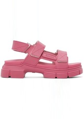 GANNI Pink Recycled Rubber Velcro Sandals