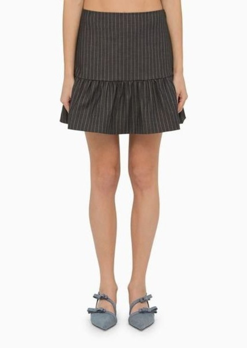 GANNI pinstripe mini skirt with ruffles