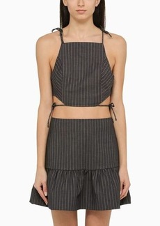 GANNI pinstripe top with laces
